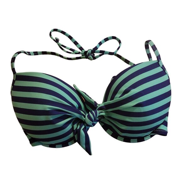 Rip Curl Women's Medium Striped Bikini 2-Piece Blue/Green Halter Top Underwire - Picture 2 of 6